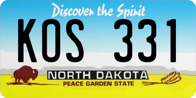 ND license plate KOS331