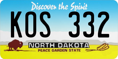 ND license plate KOS332