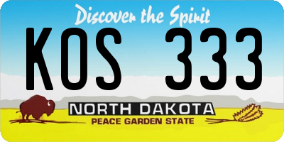 ND license plate KOS333