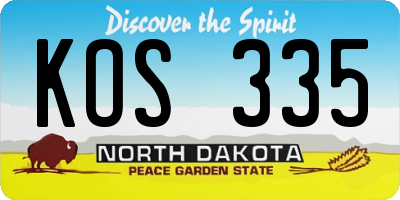 ND license plate KOS335