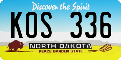ND license plate KOS336