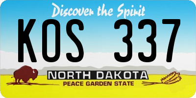 ND license plate KOS337