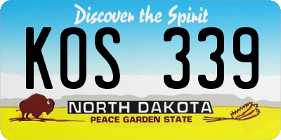 ND license plate KOS339