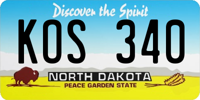 ND license plate KOS340