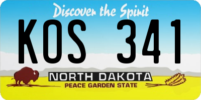 ND license plate KOS341