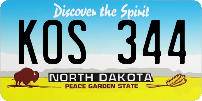 ND license plate KOS344