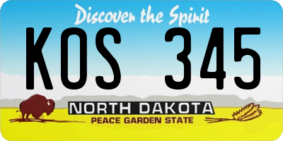 ND license plate KOS345