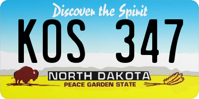 ND license plate KOS347