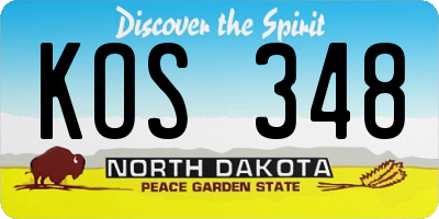 ND license plate KOS348
