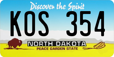 ND license plate KOS354
