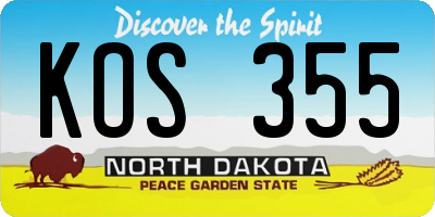 ND license plate KOS355