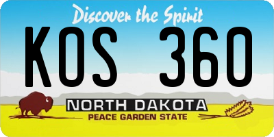 ND license plate KOS360