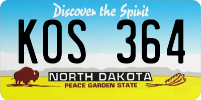 ND license plate KOS364