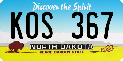 ND license plate KOS367