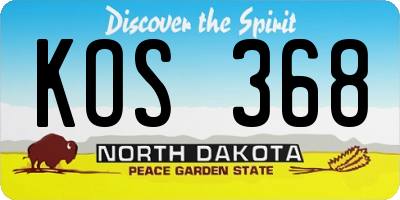 ND license plate KOS368