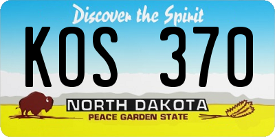 ND license plate KOS370