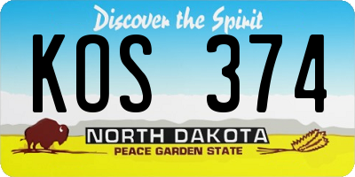 ND license plate KOS374