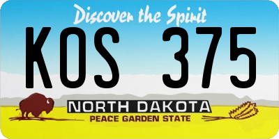 ND license plate KOS375