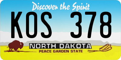 ND license plate KOS378