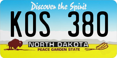 ND license plate KOS380