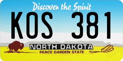 ND license plate KOS381