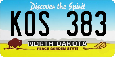 ND license plate KOS383