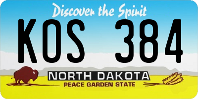 ND license plate KOS384