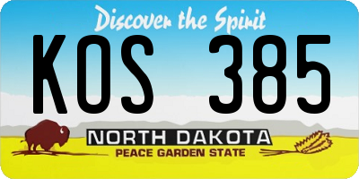 ND license plate KOS385