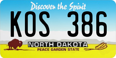 ND license plate KOS386