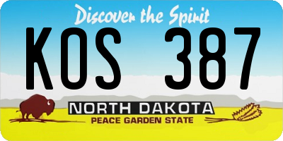 ND license plate KOS387