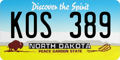 ND license plate KOS389