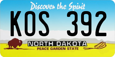 ND license plate KOS392