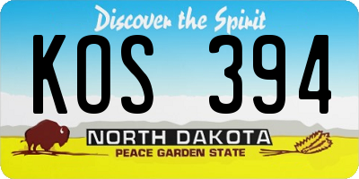 ND license plate KOS394