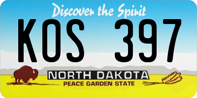 ND license plate KOS397