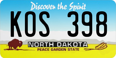 ND license plate KOS398