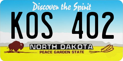 ND license plate KOS402
