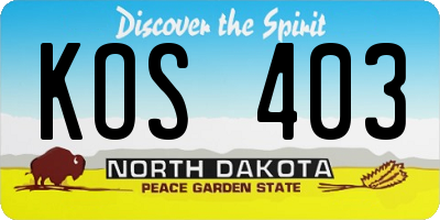 ND license plate KOS403