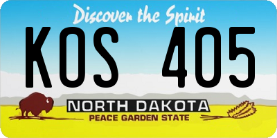 ND license plate KOS405