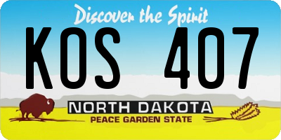 ND license plate KOS407