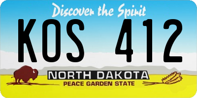ND license plate KOS412