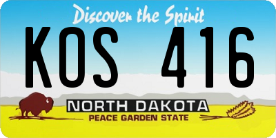 ND license plate KOS416