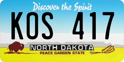 ND license plate KOS417