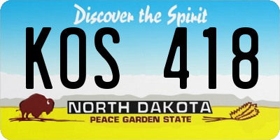 ND license plate KOS418