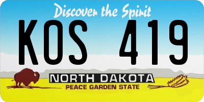 ND license plate KOS419
