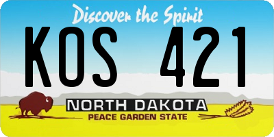 ND license plate KOS421