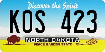 ND license plate KOS423