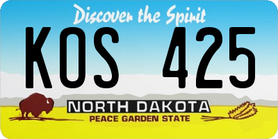 ND license plate KOS425