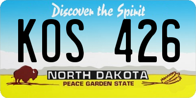 ND license plate KOS426
