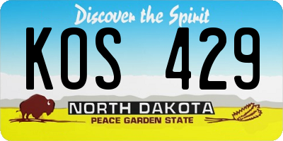 ND license plate KOS429