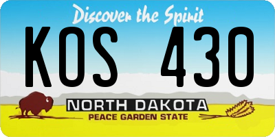 ND license plate KOS430